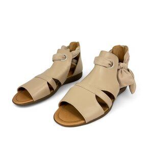 Comfortview Annika Beige Gladiator Sandals Ankle Tie Back Zip 7.5W